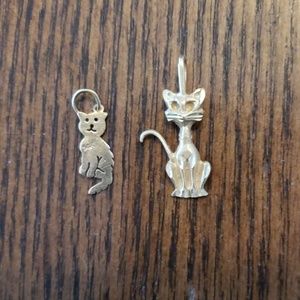 2 Gold Cat Charms